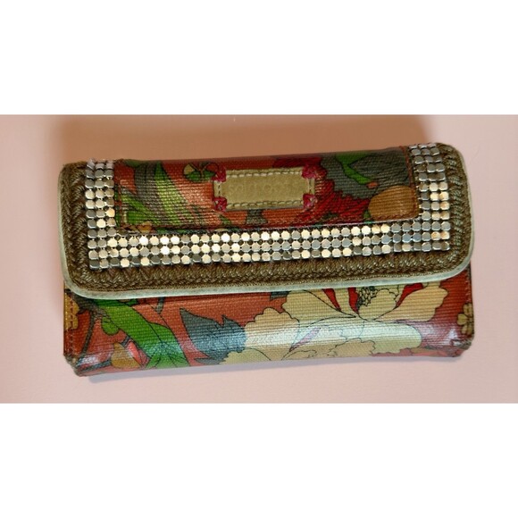 Sakroots Snap Clutch Embroidered Red Floral Coated Canvas Trifold Wallet Boho - Picture 1 of 13